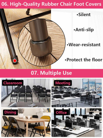 KAOCHA 1 Pack Bulk Folding Chairs with Padded Cushion, Single Black Steel Metal Frame Foldable Chair for Indoor and Outdoor, Portable Stackable Commercial Seat for Bedroom Patio Party Event