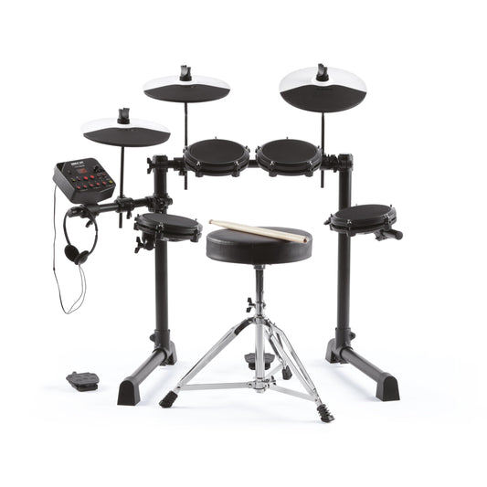 Alesis Drums Debut Kit – Electric Drum Kit with 4 Quiet Mesh Electronic Pads, 120 Sounds, Drum Sticks, Stool, Headphones, and Lessons