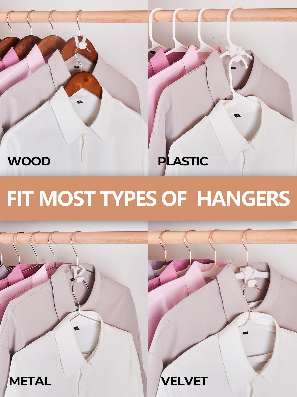 HOUSE DAY Space Saving Hangers 20 Pack, Clothes Hanger Connector Hooks, Heavy Duty Closet Space Saver, Small Space Solutions, Cascading Dorm Room Closet Organizer and Storage - White