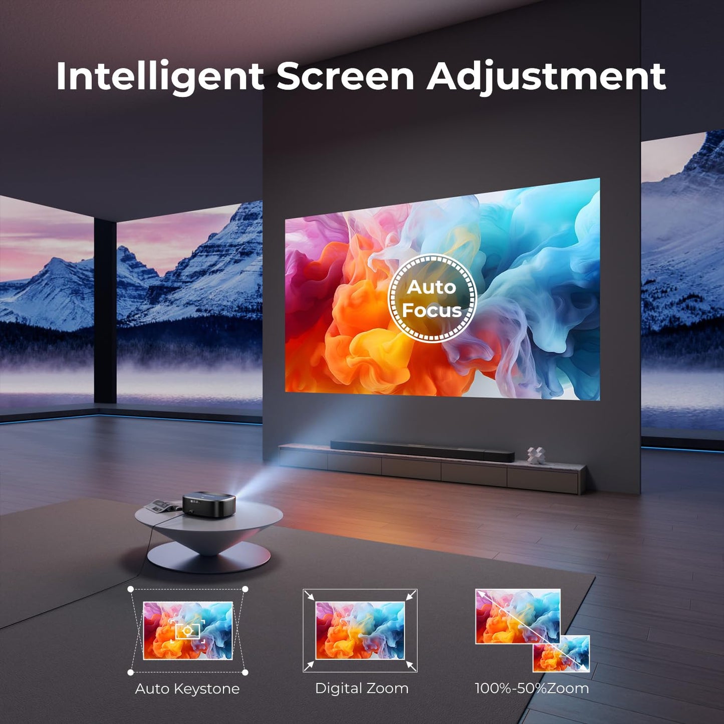 4K Projector with Wifi and Bluetooth, ELEPHAS Outdoor Movie Projector with NETFLIX/Prime Video/YouTube Built-in, 100,000+ Apps Supported, Video Projector Compatible with HDMI/USB/iOS/Android/Windows