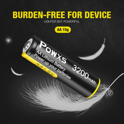 POWXS AA Lithium Batteries, 8Pack 1.5V Lithium Iron Double A Batteries 3200mAh Super Capacity for Blink Camera, Video Doorbell, Flashlight, Toys, Remote Control 【Non-Rechargeable】