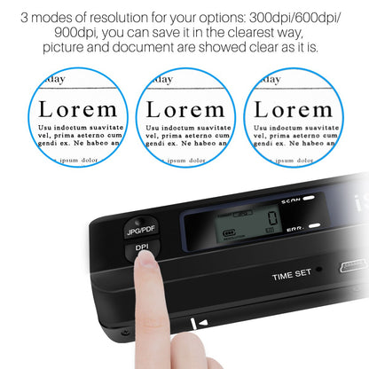 Portable Document Scanner, AOZBZ 900DPI Handheld Image Scanner, Scanning Wand,A4 Colour Photo Mobile Scanner Handy Scan (JPG/PDF Format, High Speed USB 2.0, Included 16G SD Card)