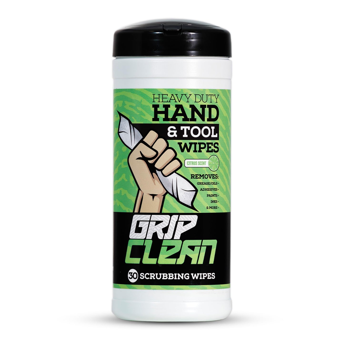 Grip Clean Cleaning Wipes – Hand Cleaner for Mechanics, Heavy-Duty Hand Wipes for Grease & Oil, Cleaning Wipes All Purpose for Tools & Surfaces, Waterless Hand Cleaner, Citrus Scented (30ct)