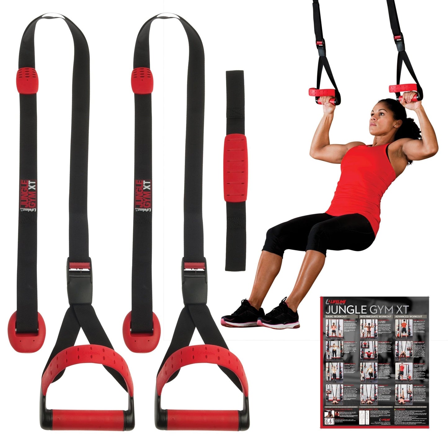 Lifeline Jungle Gym XT Body Weight Suspension Trainer System – Patented Split Anchor, Full-Body Workout, Lightweight Home Suspension Training Kit for Home Gym, Workout Equipment