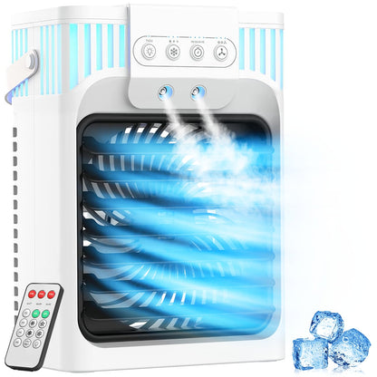 Portable Air Conditioners, 3 Speeds, 3 Mist Settings, 40oz XL Water Tank, 2~8h Timer & 7-color Ambient Lights, Air Conditioner Portable, Personal Small Mini Air Conditioner Air Cooler for Room Bedroom