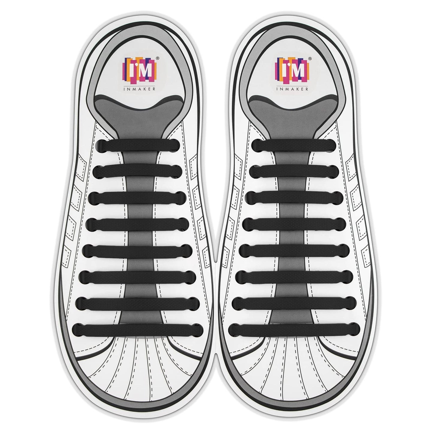 INMAKER No Tie Shoe Laces for Adults and Kids, Elastic Shoelaces for Sneakers, Rubber Silicone Tieless Laces