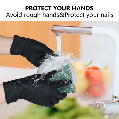 akgk Nitrile Gloves, 100 Pcs Disposable Black Nitrile Gloves Large, Cleaning Gloves for Cooking, Household & More, Powder-Free, Latex-Free