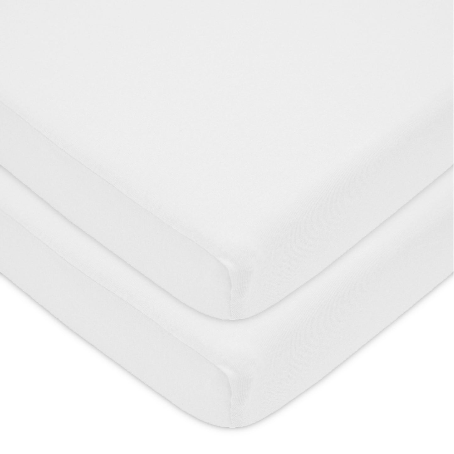 American Baby Company 2 Pack 100% Natural Cotton Fitted Pack and Play Sheets 39" x 27" - Soft & Breathable Pack N Play Sheets for Playard & Mini Crib Mattress, White, for Boys & Girls