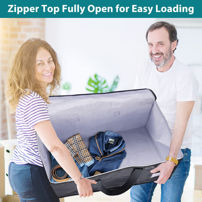 Fabspace Moving Boxes Heavy Duty Moving Bags with Strong Zippers and Handles Collapsible Moving Supplies, Storage Totes for Packing & Moving Storing 93L,8-Pack