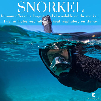 Khroom Full Face Snorkel Mask for Adults | New Valve Tech for Easy Breathing | 3X Larger Air Intake | Leak-Proof & Anti-Fog | Premium Snorkel Gear | Scuba Mask with Action Cam Mount (L/XL, Black)