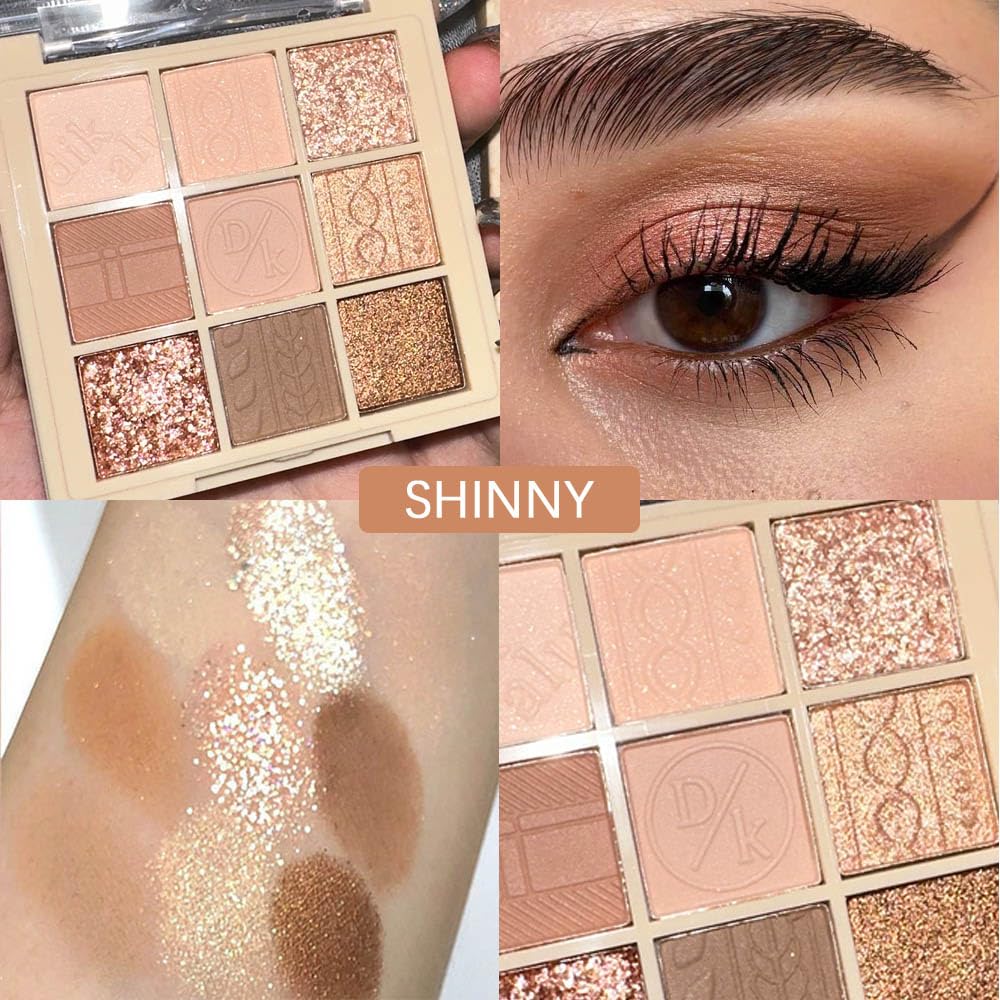 9Colors Neutral Eye Shadow Palette Eyeshadow Kit Nudes,Matte Glitter Natural Neutral Eyeshadow Palettes for Hazel Eyes Highly Pigmented Long Lasting Naturing-Looking Travel Eyeshadow Nude Palette