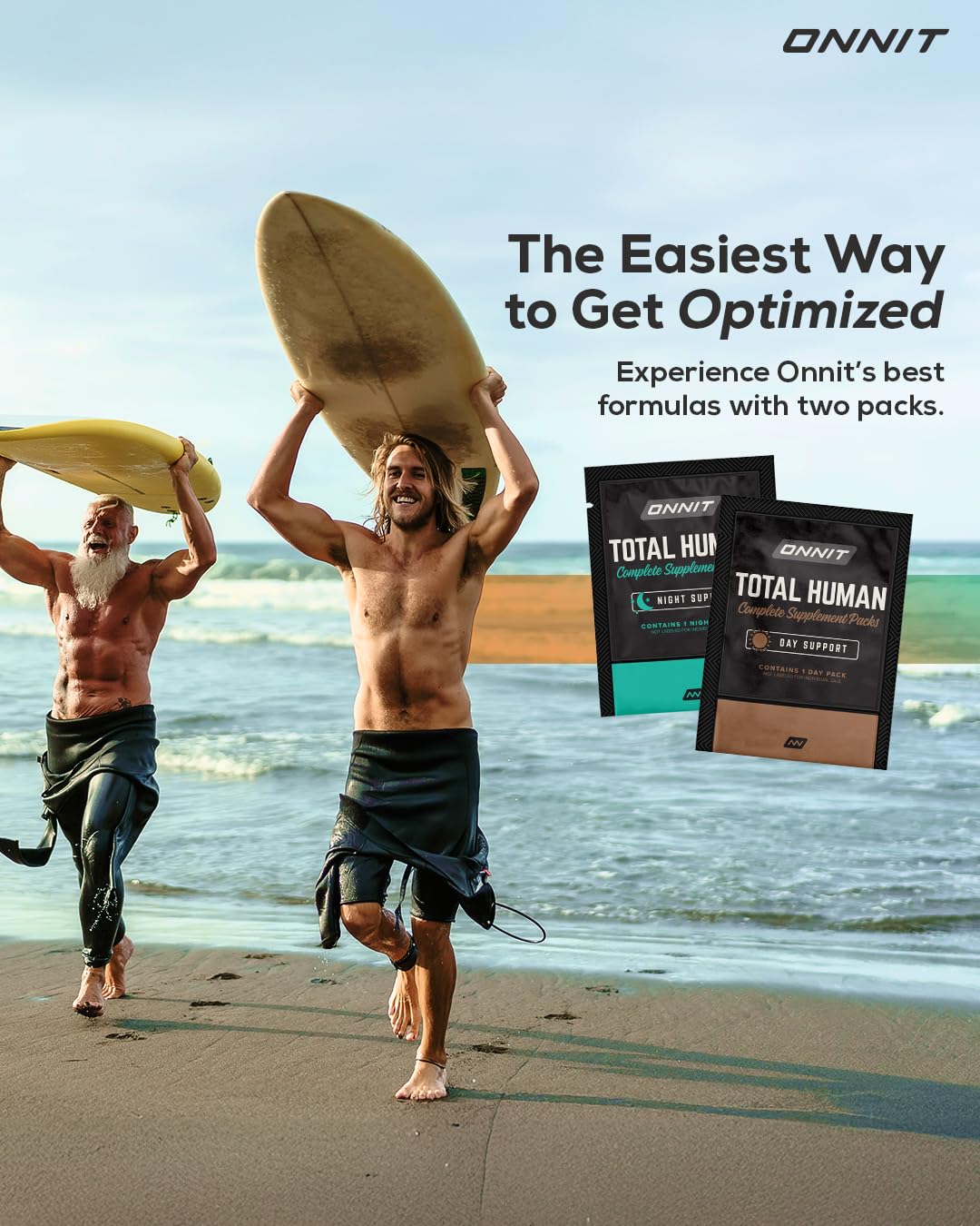 ONNIT Total Human Day and Night Vitamin Packs for Men and Women,Capsule, Adult Multivitamin, 30-Day Supply