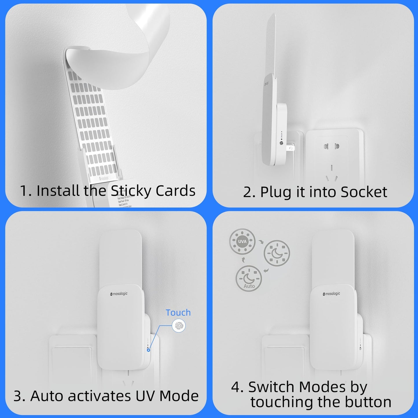 Mosalogic Fruit Fly Traps for House Use Gnat Trap Flying Insect Trapper Plug-in Mosquito Killer Indoor Gnat Moth Catcher Fly Tapper with Night Light UV Attractant Catcher for Home Office White-1PACK