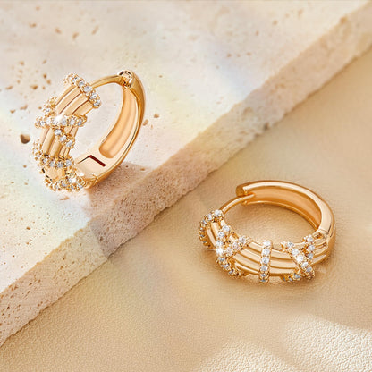 18K Crystal Heart Hoop Earrings for Women with Locket Design, White Crystal Cubic Zirconia Dangling Earrings Fine Jewelry Gifts for Her