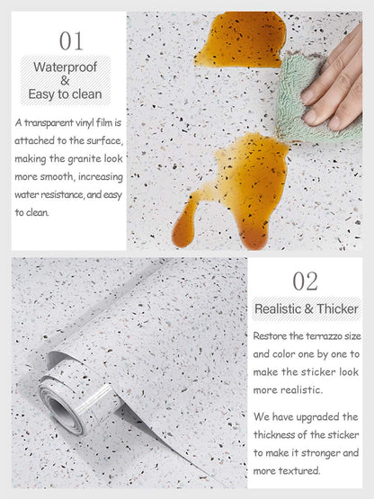 MelunMer Glossy Marble Contact Paper for Countertops Peel and Stick Wallpaper for Kitchen Waterproof Granite White Marble Sticker Self Adhesive Removable Wallpaper 118”×23.6” Easy to Install & Clean