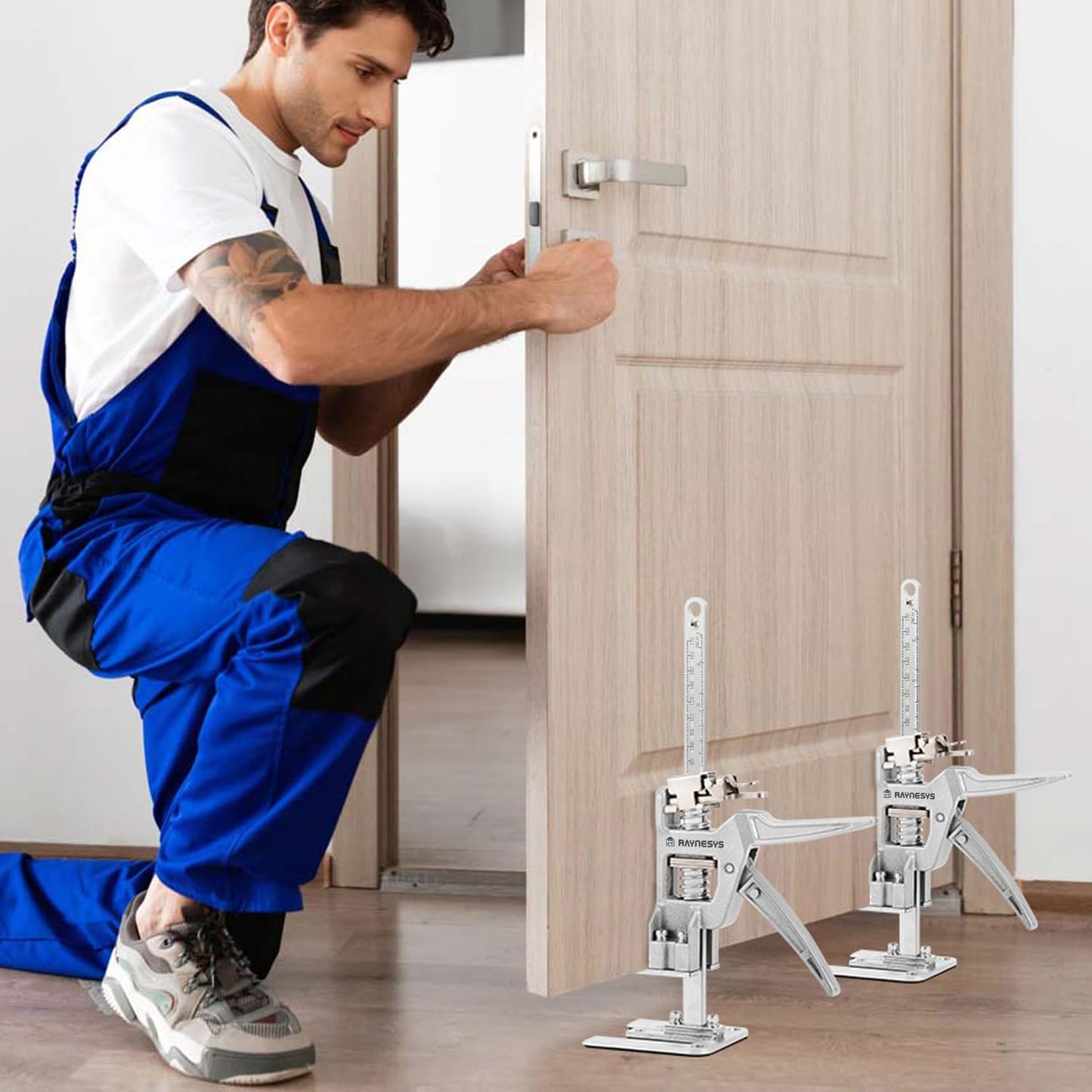 Raynesys Labor Saving Arm Jack 2 Pack, 12 Inch All-Metal Hand Lifting Jack Tool, Precise Control Slow/Fast Descent, 440LBS Capacity Wall Tile Locator for Lifting Door Furniture, Wall Tile Positioning