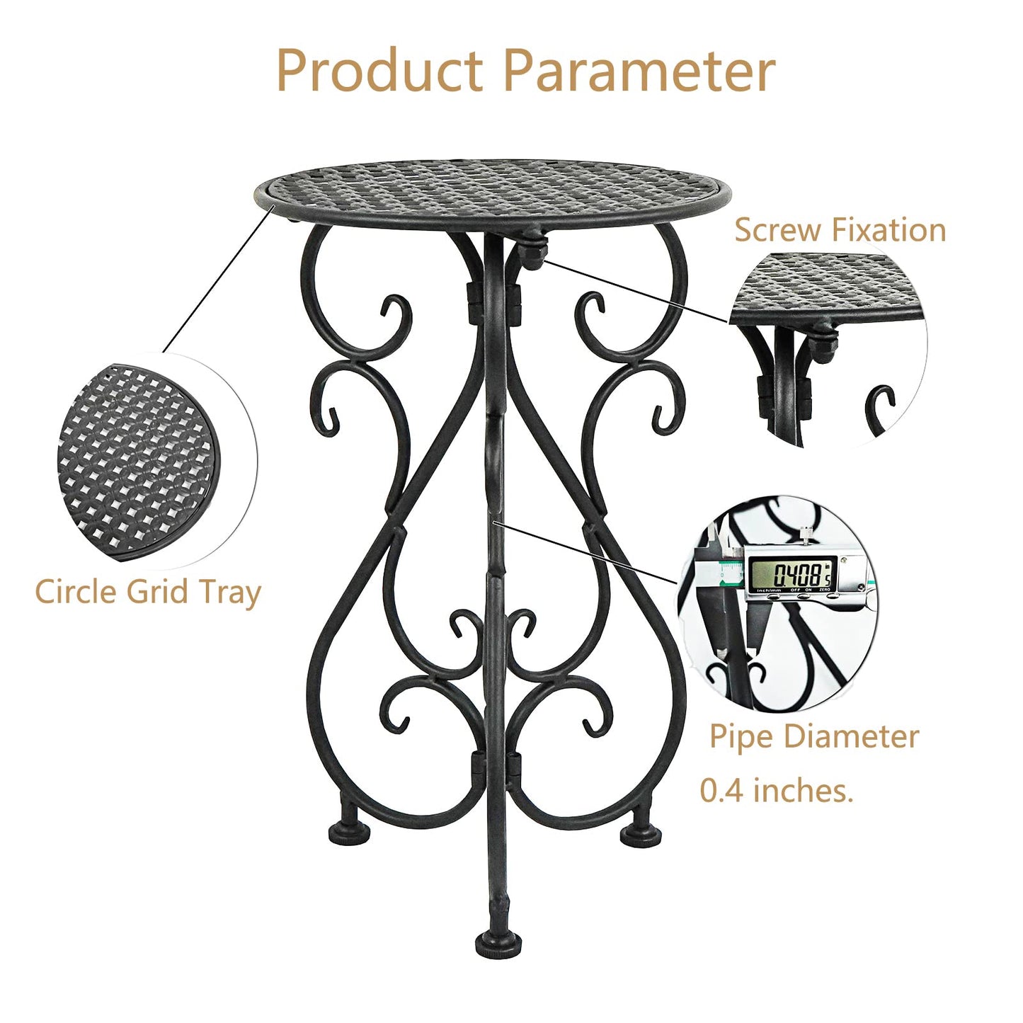 NAKUPE Metal Plant Stand, Heavy Duty Flower Pot Stand 17" Tall, Single Planter Holder for Indoor, Outdoor, Garden, Patio, Porch, Balcony, Home Decor, Black(1 Pack)