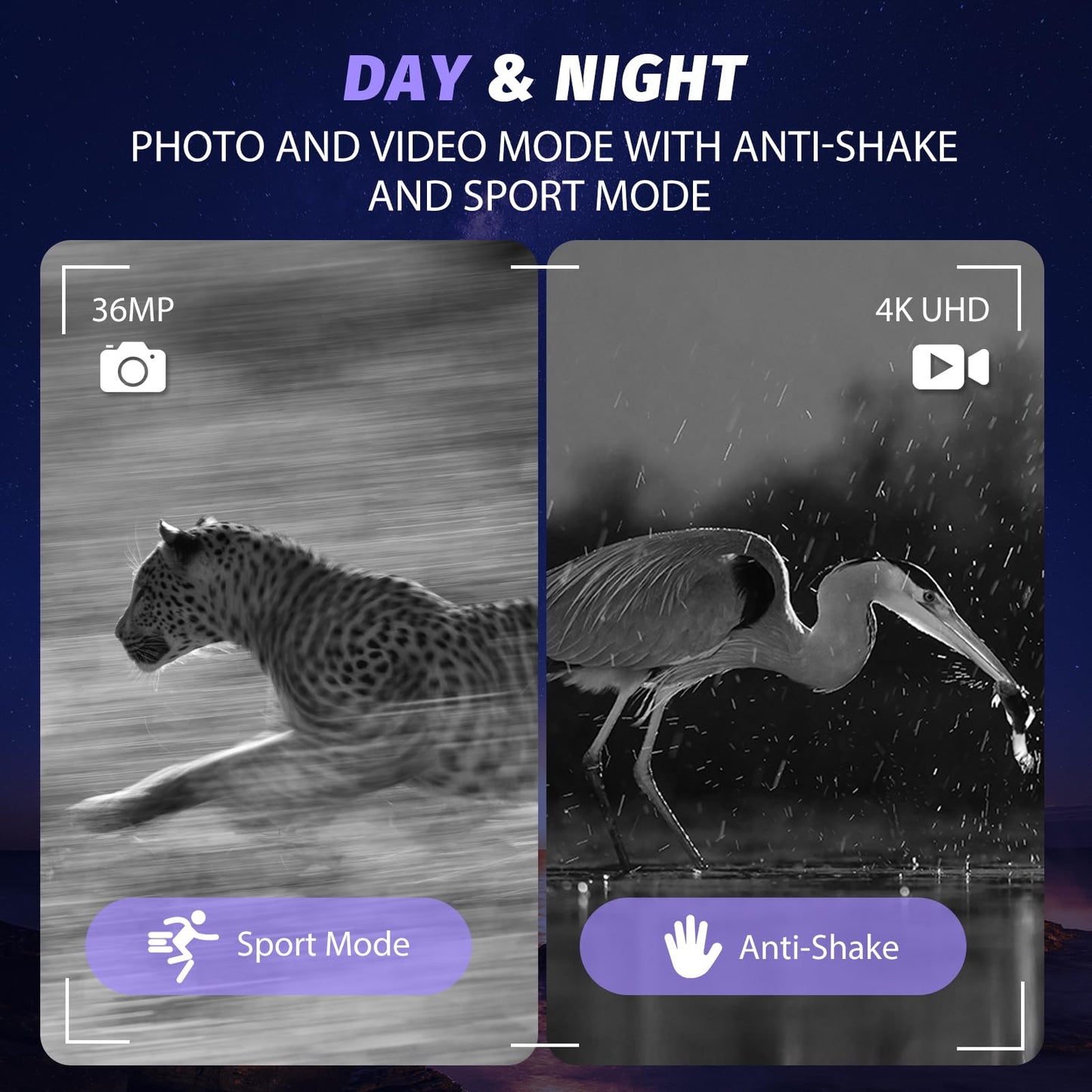 Night Vision Goggles - 4K Night Vision Binoculars with 5000mAh Rechargeable Battery, 32GB TF Card can Save Photo and Video, 3'' HD Screen for Camping & Security, Black