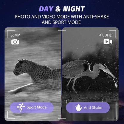 Night Vision Goggles - 4K Night Vision Binoculars with 5000mAh Rechargeable Battery, 32GB TF Card can Save Photo and Video, 3'' HD Screen for Camping & Security, Black