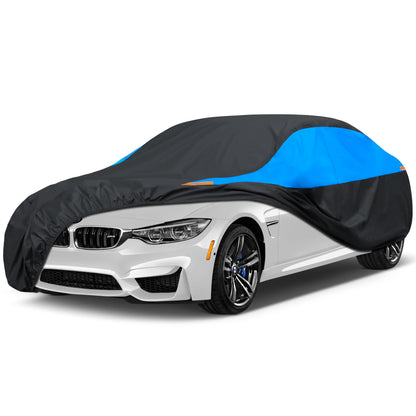 MORNYRAY Waterproof Car Cover All Weather Snowproof UV Protection Windproof Outdoor Full car Cover, Universal Fit for Sedan (Blue, A0-Fit Sedan Length(Up to 153 inch)
