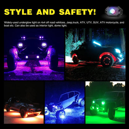 Nilight RGB LED Rock Lights Kit, 6 pods Underglow Multicolor Neon Pod with Bluetooth App Control Flashing Music Mode IP68 Exterior Wheel Well Light for Truck ATV UTV RZR SUV