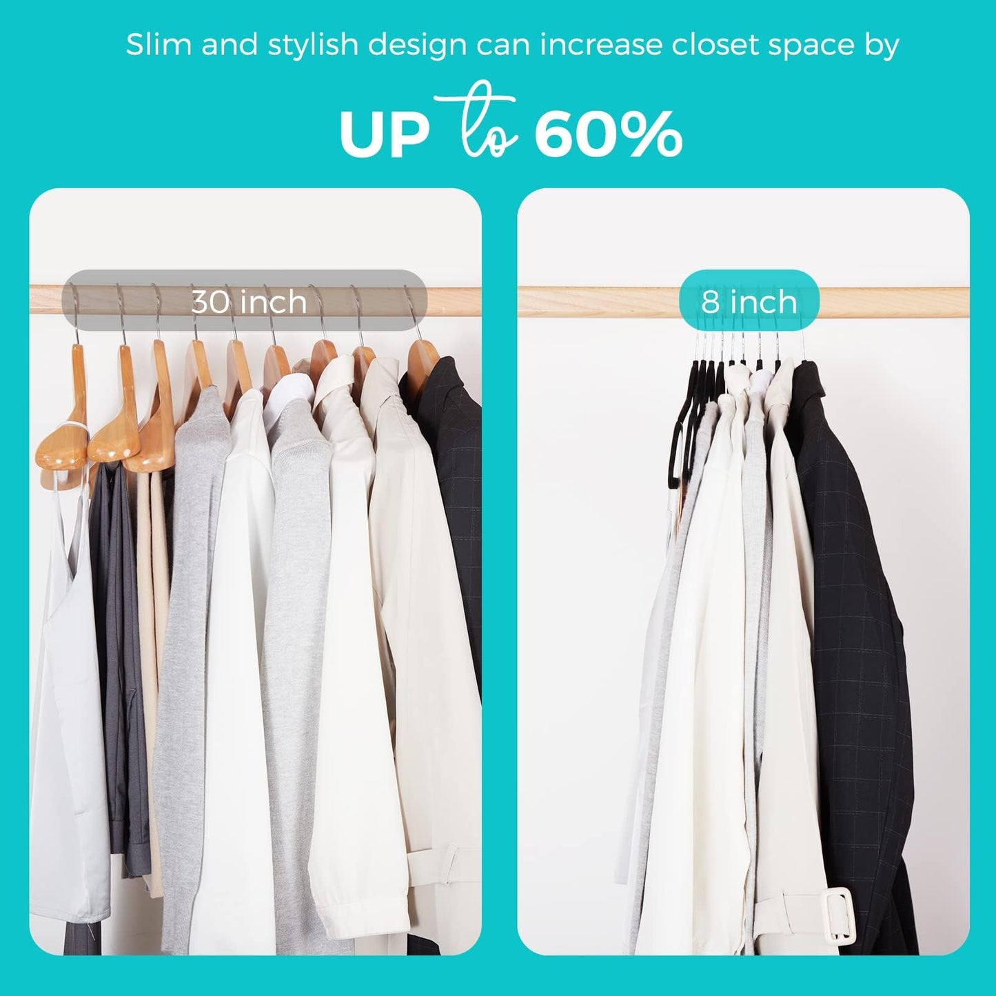 HOUSE DAY Premium Velvet Hangers 50 Pack Black, Non-Slip Flocked Felt Hangers, Sturdy Clothes Hangers with 360° Rotatable Hook, Heavy Duty Coat Hanger, Durable Slim Hanger for Closet Space Saving