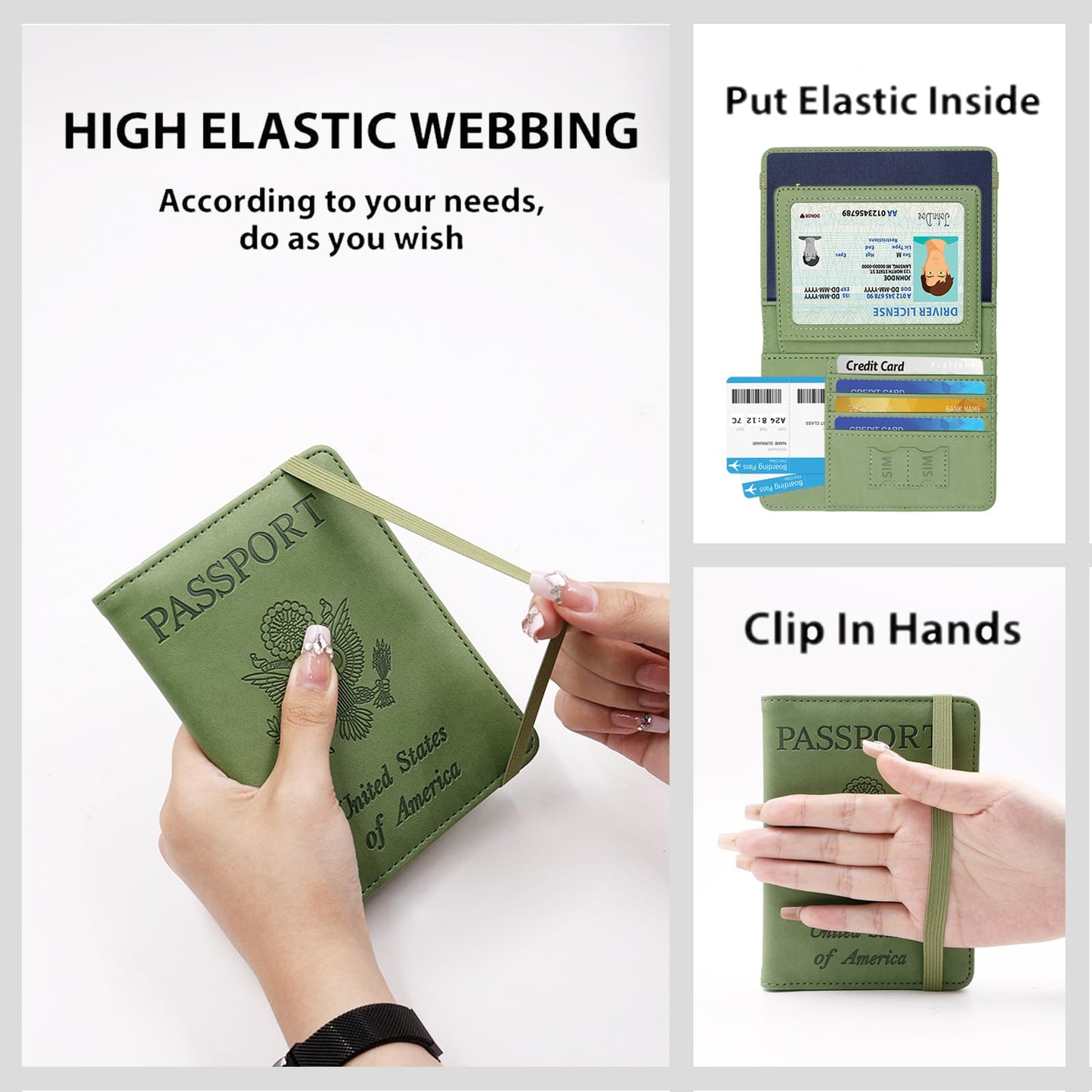 Melsbrinna RFID Passport Holder for Travel, Unisex Adults, Green, Faux Leather, Travel Wallet, RFID Protected