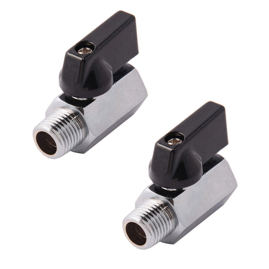Metaland 3/8" Brass Mini Ball Valve NPT Female x Male Shut-Off Valve (Pack of 2)