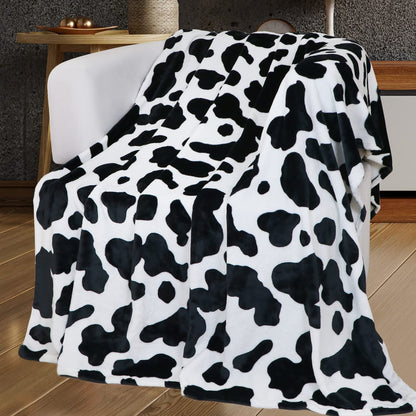 KIVEE Round Cow Print Blanket Throws Lightweight Fleece Soft Cozy Throw Blanket Fuzzy Warm Plush Cow Printed Blankets & Throws for Travel Chair Bedroom Living Room Sofa 50"x60"