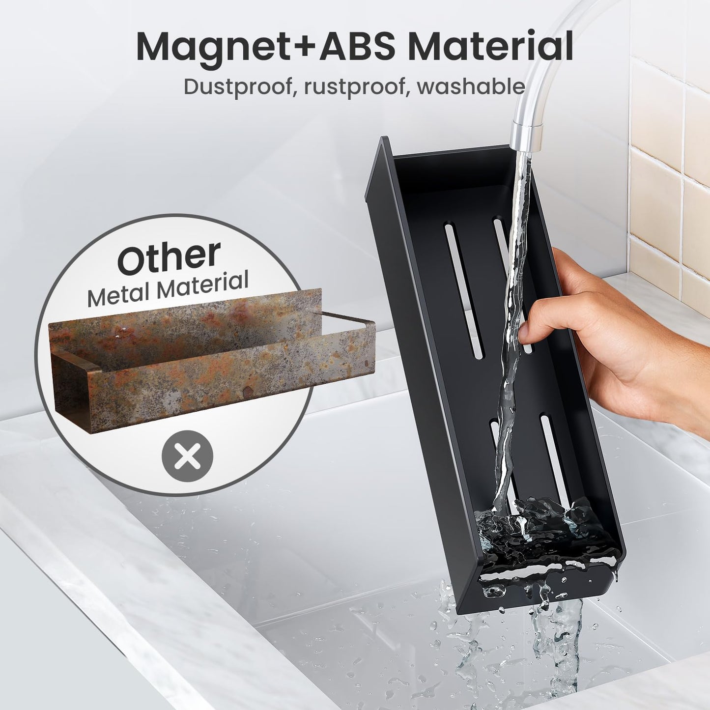 Mystozer Magnetic Spice Rack for Refrigerator, Kitchen Organizer and Storage Shelf, Black (4 Pack)…