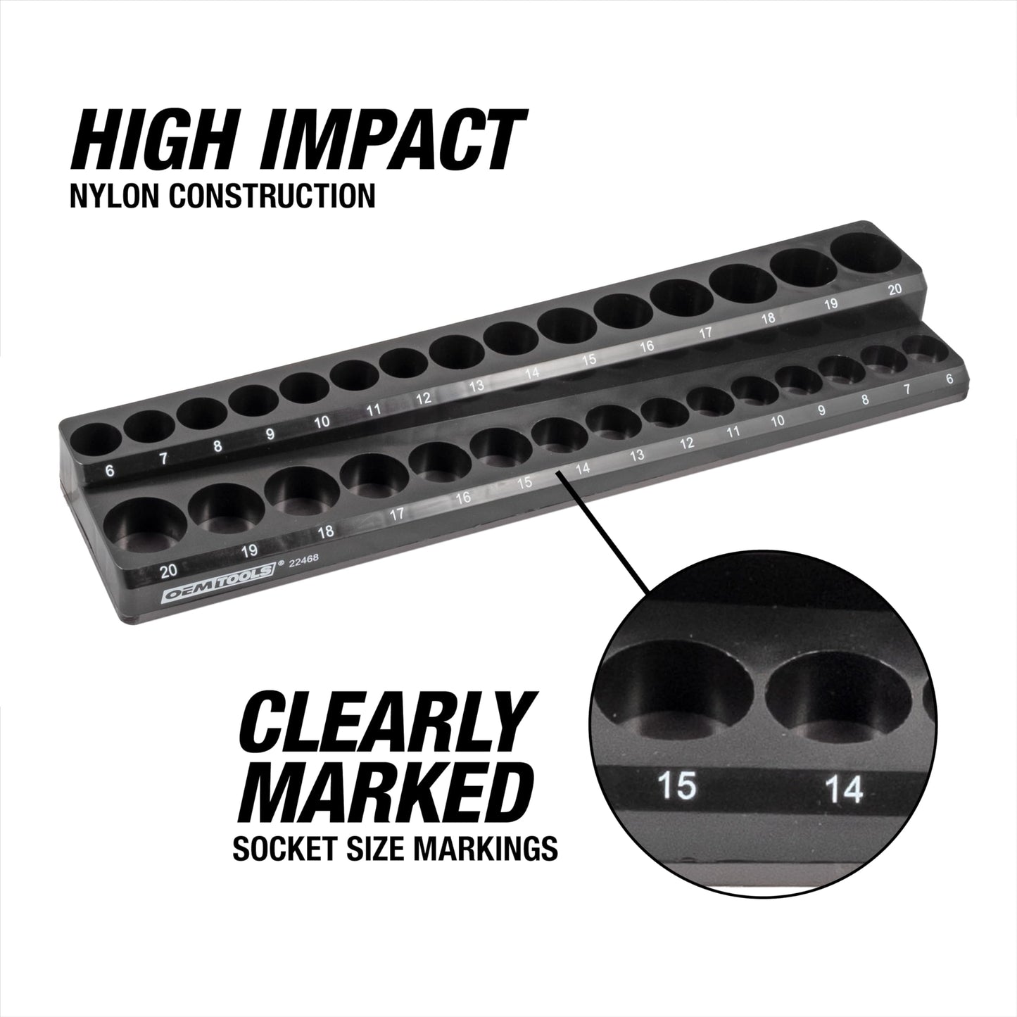 OEMTOOLS 22487 3 Piece Metric Magnetic Socket Organizers for Toolboxes, Socket Holder, Black Tool Box Organizer