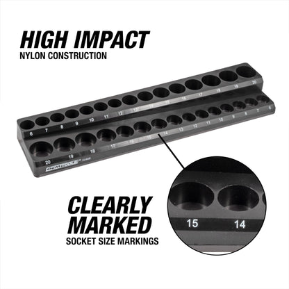 OEMTOOLS 22487 3 Piece Metric Magnetic Socket Organizers for Toolboxes, Socket Holder, Black Tool Box Organizer