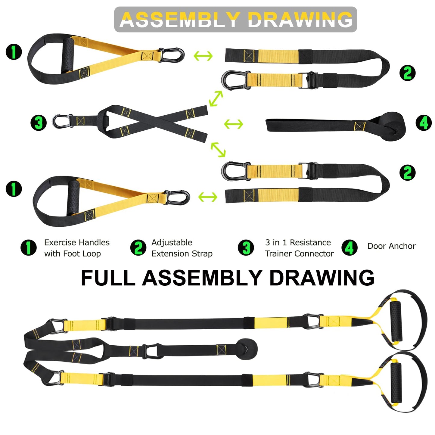 noxozoqm Home Resistance Training Kit for Home Gym - Resistance Bands Set with Handles, Door Anchor, Wall Mount, Guide for Full-Body Work.