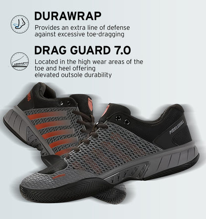 K-Swiss Men's Express Light Pickleball Shoe, Steel Gray/Jet Black/Spicy Orange, 8.5 M