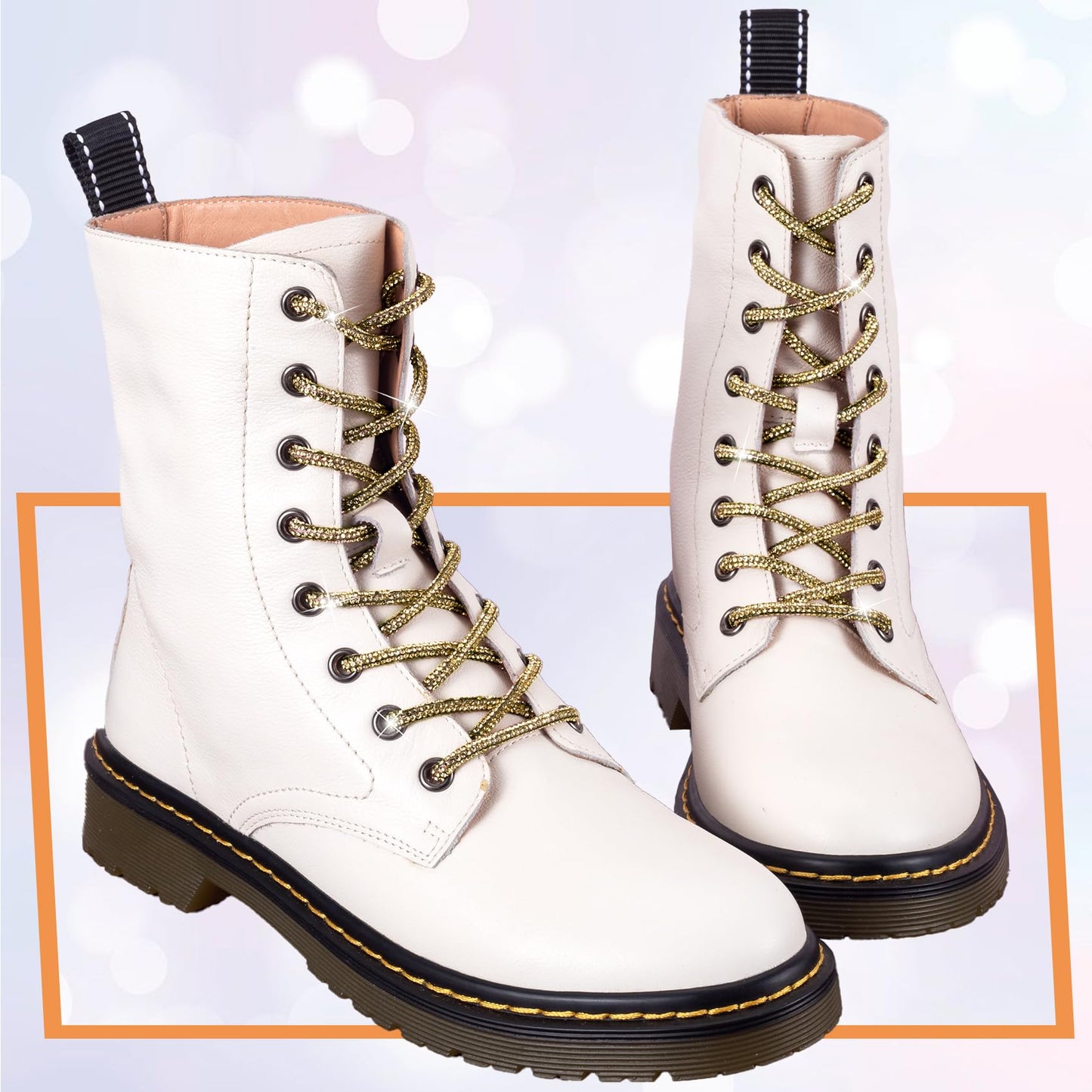 PAGOW 1 Pair Rhinestone Glitter Rope, Crystal Bling Bling Shiny Round Shoe Laces for Sneakers, Drawstring Cords Replacement for Sweatpants Shorts Crystal Hoodies (Gold, 120cm)