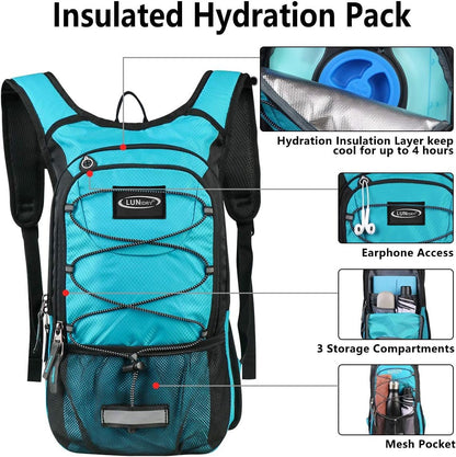 Lunidry Insulated Hydration Pack Backpack with 3L BPA Free Leak-Proof Water Bladder, Keep Liquids Cool for Up to 5 Hours, Daypack for Hiking, Running, Cycling, Hunting, Climbing