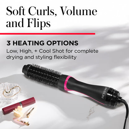 REVLON One-Step Hair Dryer and Styler - Root Booster Round Brush for Styling, Dryer Brush for Fast and Easy Salon-Quality Blowout, More Shine and Less Frizz (1-1/2 in)