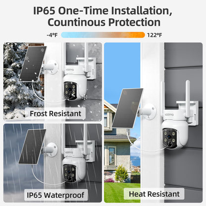 KCSNYO 4MP Solar Camera Outdoor Wireless, Add-On Camera Work with Homebass, Add-On Cameras Also can Used Independently, Cameras for Home Security, Color Night Vision, WiFi 6, PIR, SD Card, Cloud
