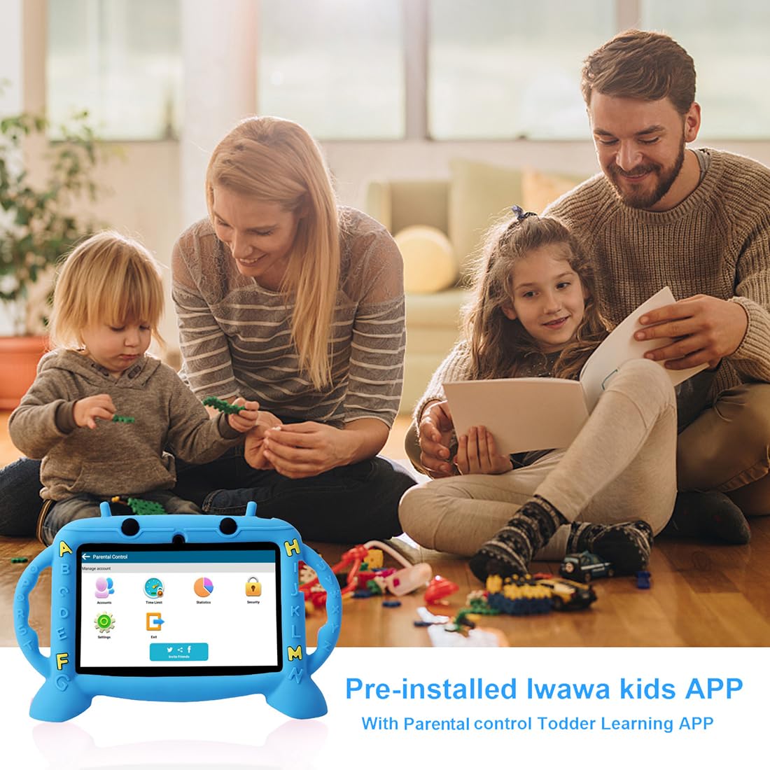 MengDash Kids Tablet, 7 inch Tablet for Kids 3-10, Educational Learning Toddler Tablet Android 11, 3GB RAM+32GB ROM Storage, Google Play YouTube (Blue)