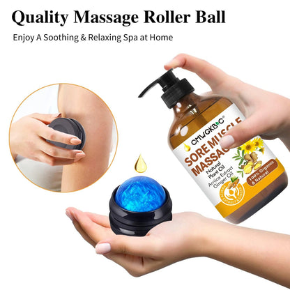 Massage Oil for Massage Therapy,Lymphatic Drainage-Ginger Oil Sore Muscle Arnica Oil &Lavender Oil Relaxing Massage Oils for Date Night,Massage Ball,Fathers Day Gift for Husband,Men, Gifts for Him Her