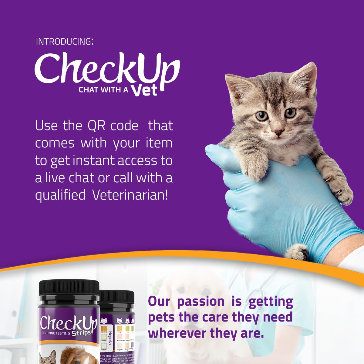 KIT4CAT CheckUp Glucose Urine Testing Strips for Cats and Dogs - Detection of Glucose Levels x 50