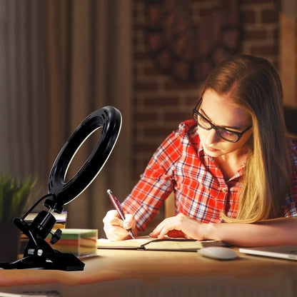 Ring Light Video Conference Lighting Kit 3200k-6500K Dimmable Led Clip on Computer Monitor Laptop Phone for Content Creator (YouTube/TikTok/Twitch) Makeup,Conference,Selfie,Video,Vlog (Black)