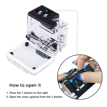 Waterproof Case Compatible with AKASO EK7000/Apexcam M80AIR/Pro Xtreme/SJCAM SJ4000/Dragon Touch Vision3 YF, Waterproof Housing Case for Action Camera with Same Button Position(Watch Install Video)