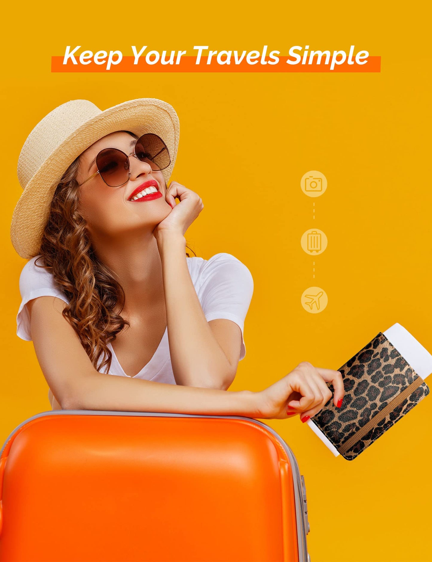 Mymazn Leopard Passport Holder Passport Case Travel Wallet with Vaccination Card Holder Passport Cover with RFID Blocking Clear Pocket For Photo (leopard)