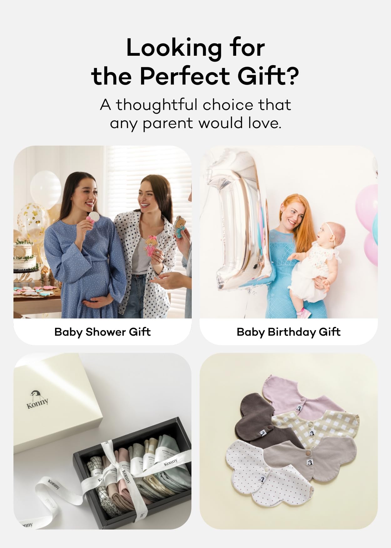 Konny Baby Bibs 5-Pack, 360 ° Rotate, Soft and Absorbent Bandana for Drooling and Teething Newborn Boys Girls Baby Essentials (Set 4 - Mint, Pink, Beige, Wine Dot, Creamy Gingham)