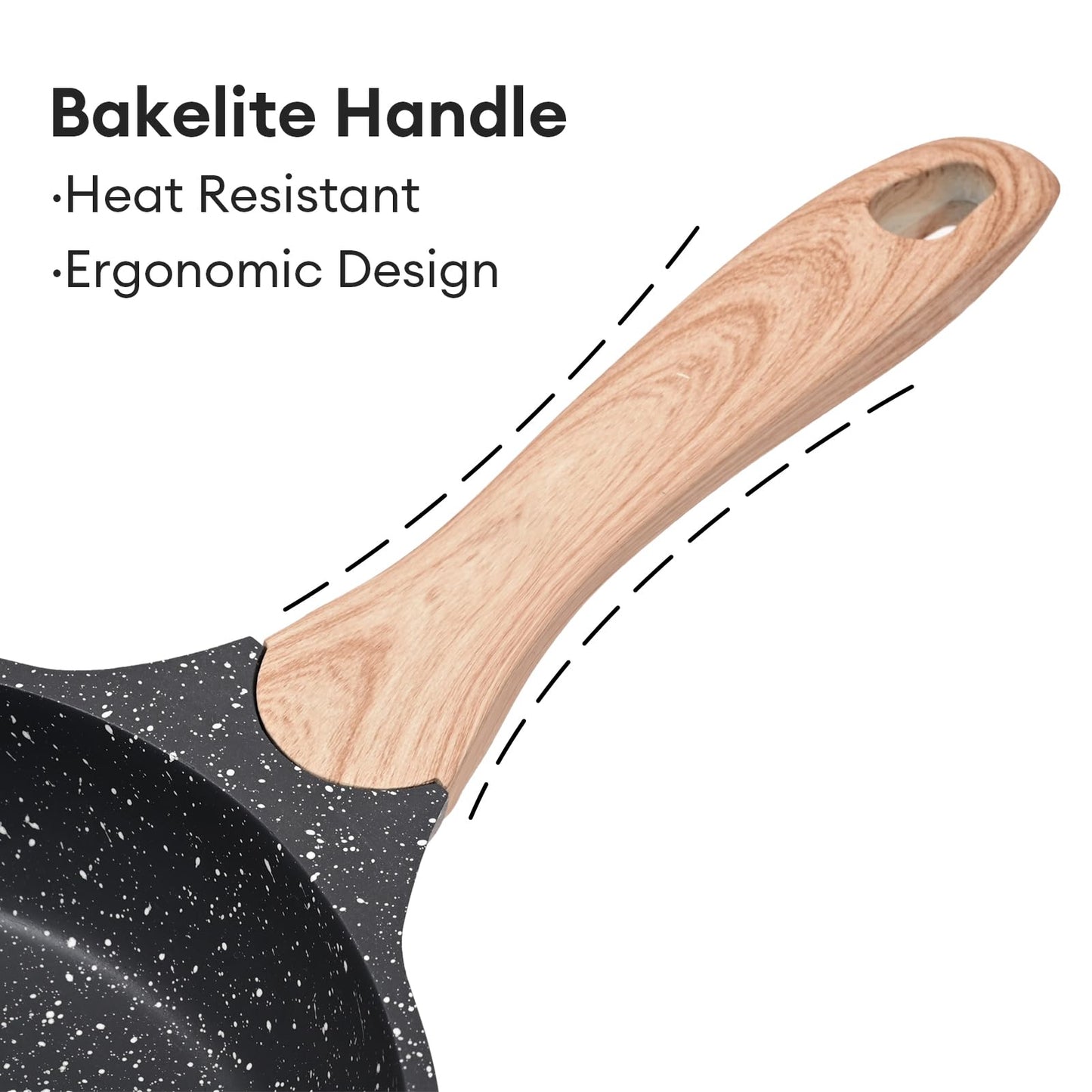 JEETEE 8 Inch Nonstick Frying Pan, Stone Coating Cookware, Nonstick Omelette Pan with Heat-Resistant Handle, Induction Skillet for Eggs (Grey)