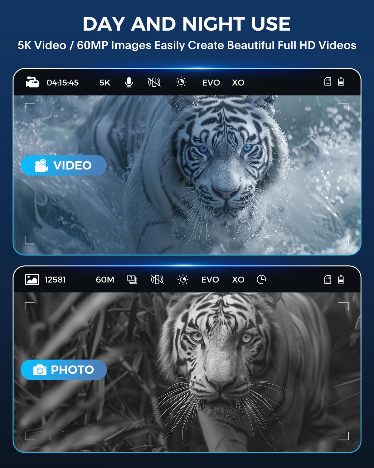 Night Vision Goggles - Night Vision Binoculars for Adults, 5000mAh Rechargeable Infrared Binoculars with 3'' Large Screen, 10X Digital Zoom External Flashlight for Camping