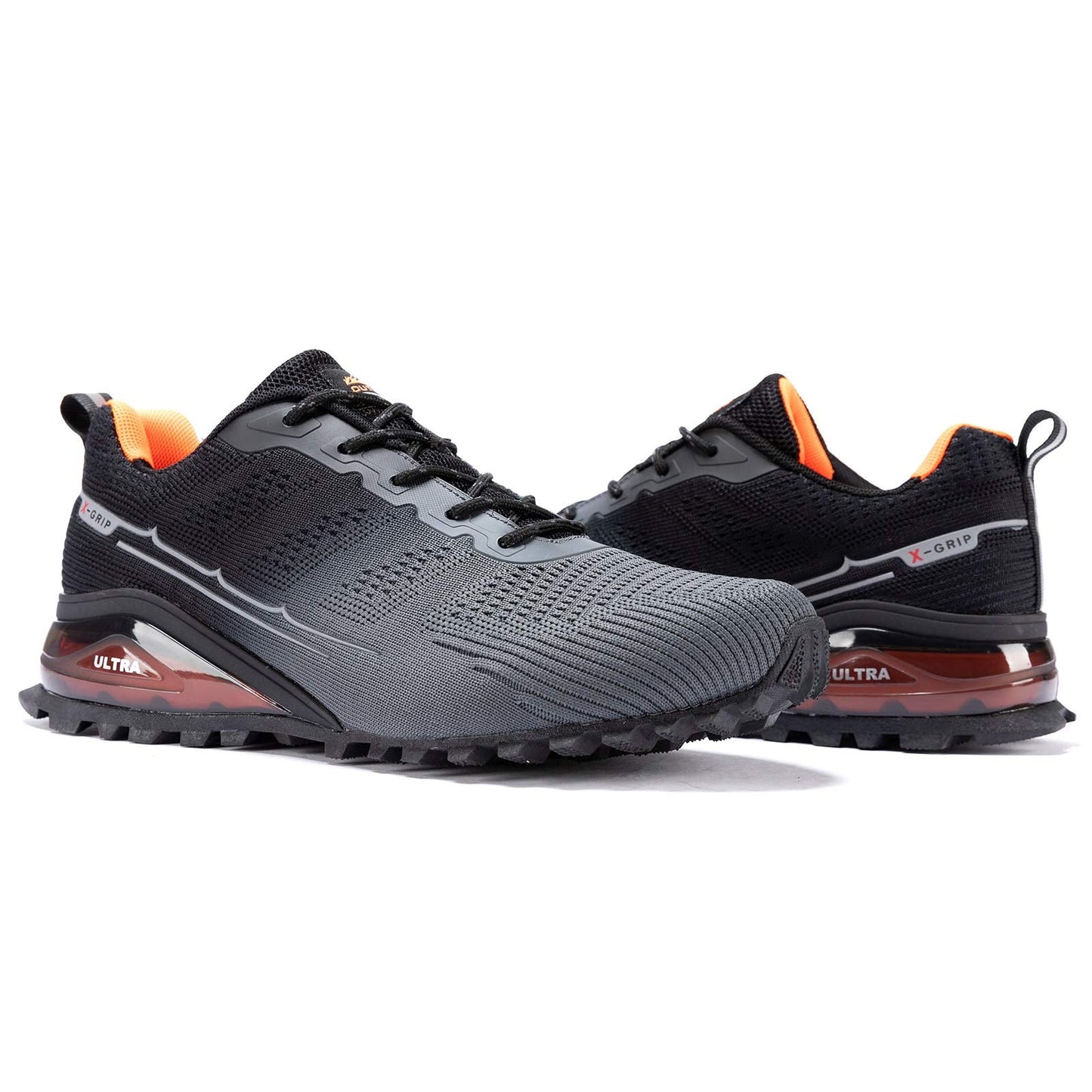 Kricely Men's Trail Running Shoes Fashion Hiking Sneakers for Men Tennis Cross Training Shoe Gray Non-Slip Walking Footwear Size 12