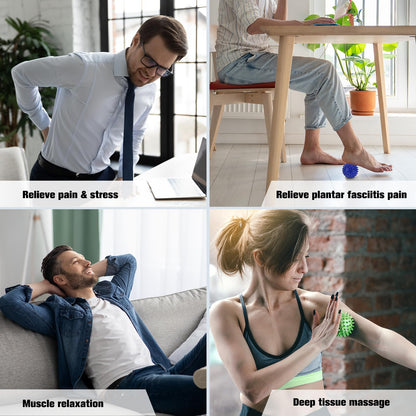 Foot Ball Roller Massager for Plantar Fasciitis,Foot Massager Roller Set,Massage Balls and Foot Roller for Plantar Fasciitis Relief | Trigger Point Therapy(1 Foot Massage Roller+2 Spiky Massage Balls)