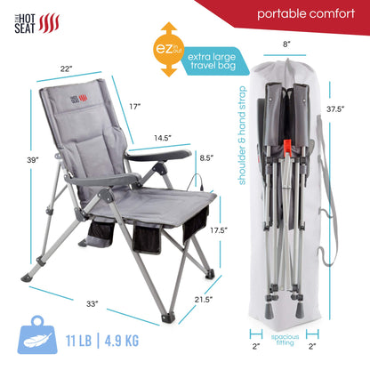 POP Design The Hot Seat, USB Heated Portable Folding Camping Chair, Perfect for Outdoor, Lawn, Patio, Sports, Beach, or Picnics. (Battery Pack NOT Included)